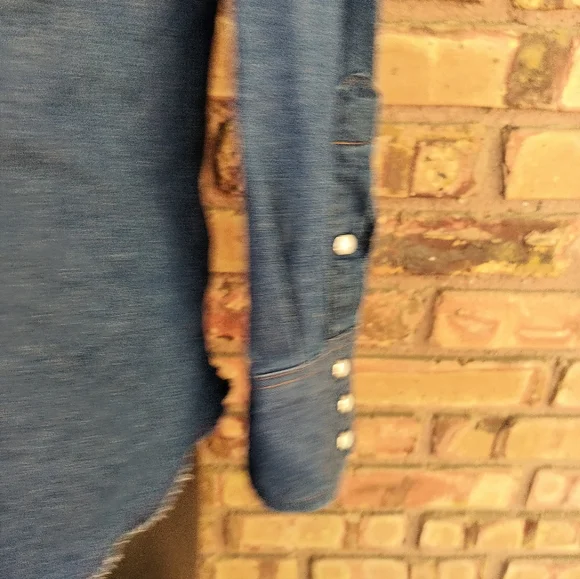 Vintage Wrangler Denim Western Shirt Pearl Snaps Men's 17 L/XL